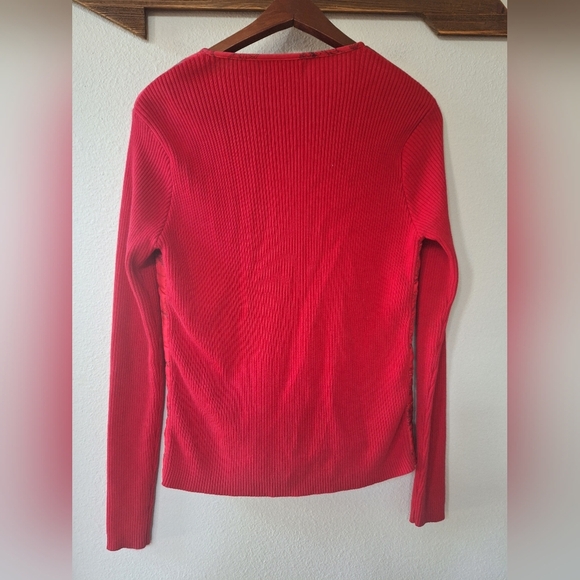 J. McLaughlin Womens Red Quilted Front Silk Full Zip Sweater/Jacket Size M - Picture 6 of 6